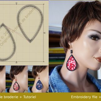 Motif de broderie machine boucles d’oreilles gouttes