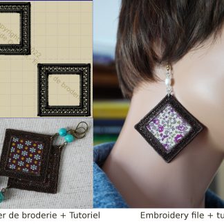Motif de broderie machine boucles d’oreilles losanges dentelle