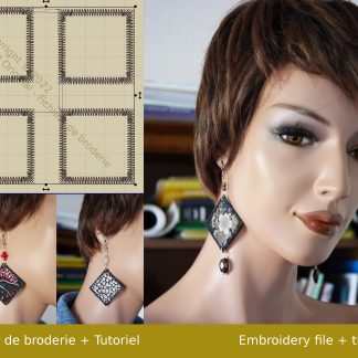 Motif de broderie machine boucles d’oreilles losanges