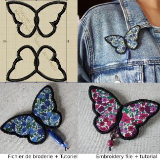 Motif de broderie machine broche papillon en tissu
