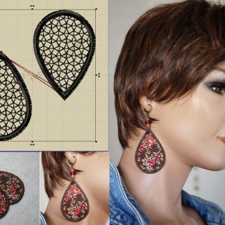 Broderie ITH boucles d'oreilles gouttes larmes vitrail, fichier de broderie machine bijou, broderie autoportante