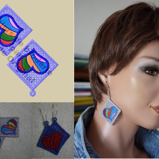 Boucles d'oreilles FSL, motif de broderie machine losanges, fichier de broderie boucles d'oreilles dentelle