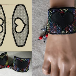 Broderie ITH bracelet manchette, fichier de broderie machine bijou, applique autoportante