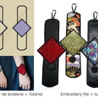 Motif de broderie machine bracelet manchette losange