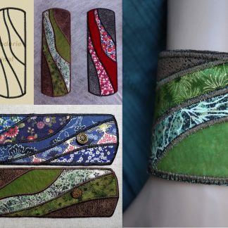 Motif de broderie machine ITH bracelet manchette vagues patchwork