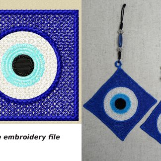 Motif de broderie machine FSL talisman mouvais œil, fichier de broderie machine décoration, broderie autoportante
