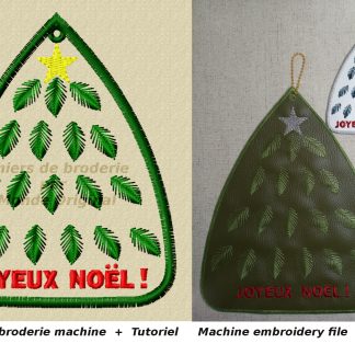 Motif de broderie machine décoration et porte-clés sapin de Noël