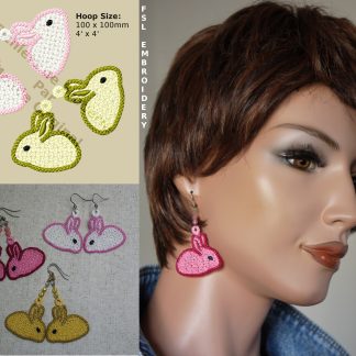 Broderie FSL boucles d'oreilles lapin