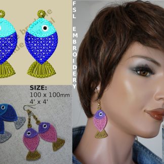 Motif de broderie machine FSL boucles d'oreilles poisson