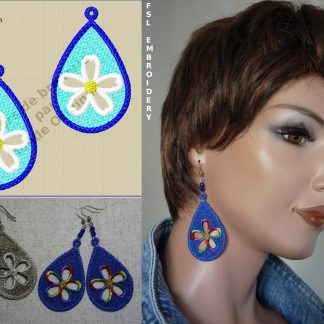 Motif de broderie machine FSL boucles d'oreilles fleur dentelle