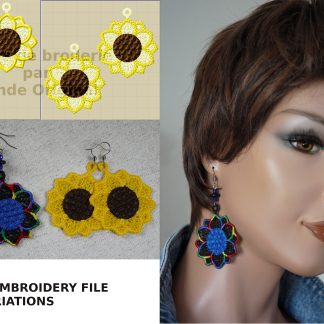 Motif de broderie machine FSL boucles d'oreilles tournesol