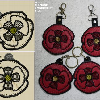 Motif de broderie machine ITH porte-clés coquelicot