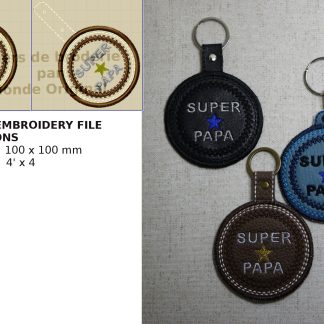Broderie machine ITH porte-clés Super Papa