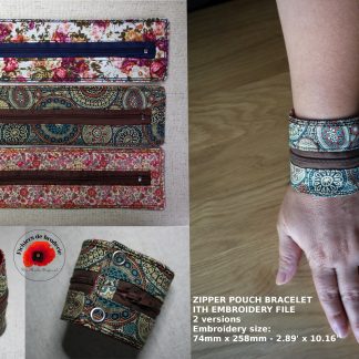 Motif de broderie machine bracelet avec fermeture éclair, sport