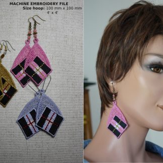 Broderie FSL boucles d'oreilles à carreaux style tartan