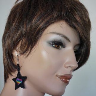 Motif de broderie machine FSL boucles d'oreilles étoile cœur