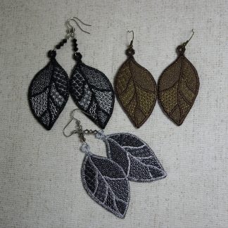 Motif de broderie machine boucles d'oreilles feuilles ITH  FSL