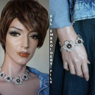 Motif de broderie machine FSL collier et bracelet sakura fleur de cerisier