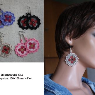 Motif FSL boucles d'oreilles fleur point de croix.