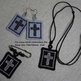 Motif de broderie scapulaire en FSL et point croix