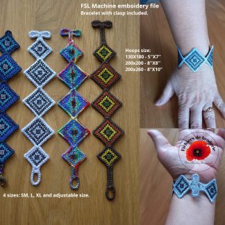 Motif FSL bracelet ethnique losanges carrés avec fermoir bijou autoportante