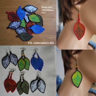 Motif FSL boucles d’oreilles feuille