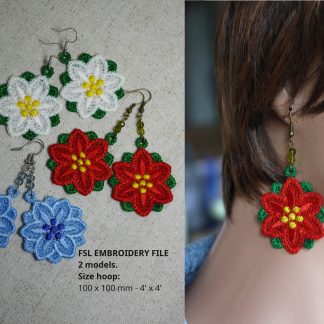 Motif FSL boucles d’oreilles poinsettia