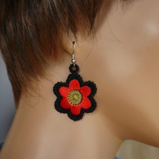 Motif FSL boucles d'oreilles fleur satin